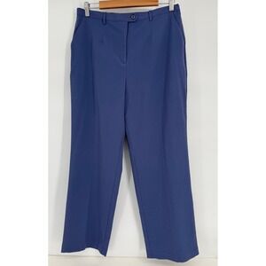 Sag Harbor Stretch Petite Blue Straight Leg Dress Pants Womens 14P Elastic Back